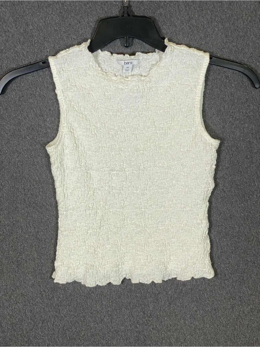 bar III Sleeveless White Textured Mock-Neck Top Tank Top XS